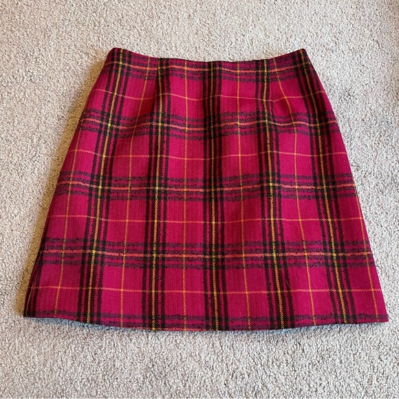 Vintage Dresses & Skirts - Vintage Y2K Cache Plaid Mini Skirt Wool Blend 8 Magenta